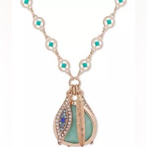 Lornna & Lilly Gold-Tone Stone & Evil Eye Charm Pendant Necklace